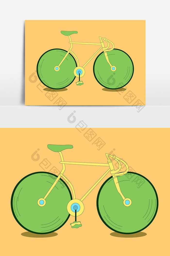 手绘卡通可爱自行车元素
