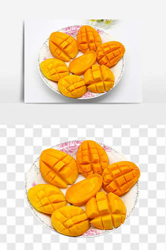 新鲜可口的芒果拼盘高清元素图片
