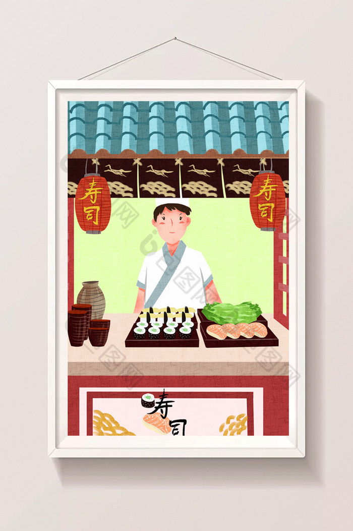 日本料理寿司插画图片