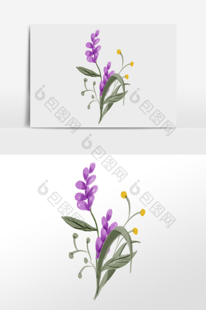 唯美紫色花朵插画元素