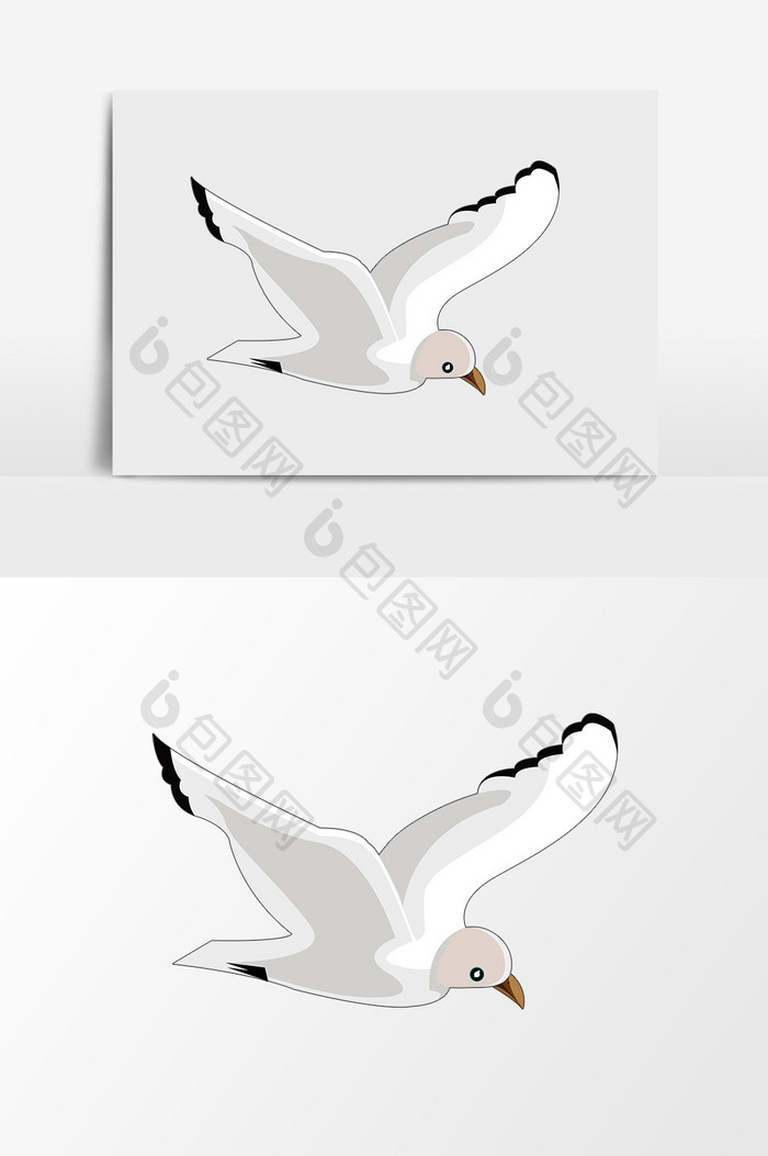 卡通白色矢量海鸥
