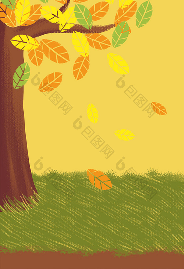 黄色落叶现代简约风格插图