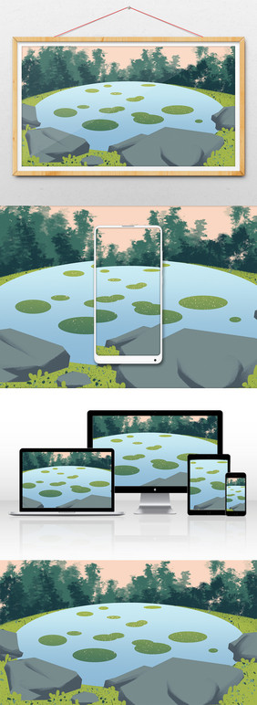 自然森林湖泊插图