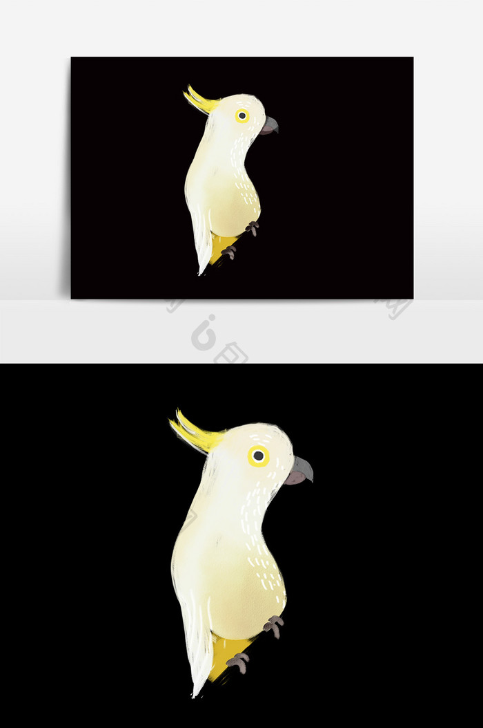 白色水彩鹦鹉素材