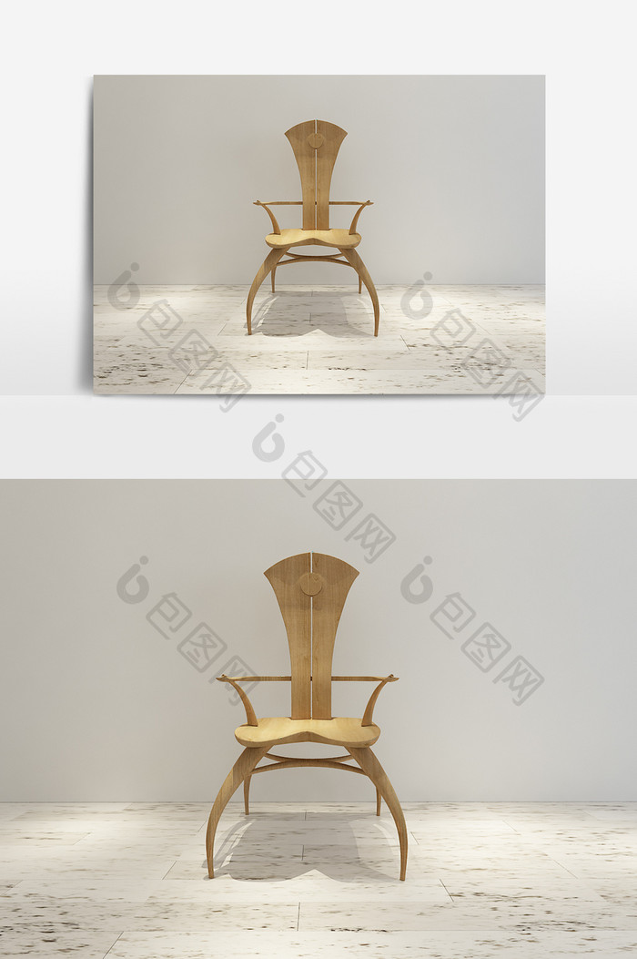 新中式木质单椅模型