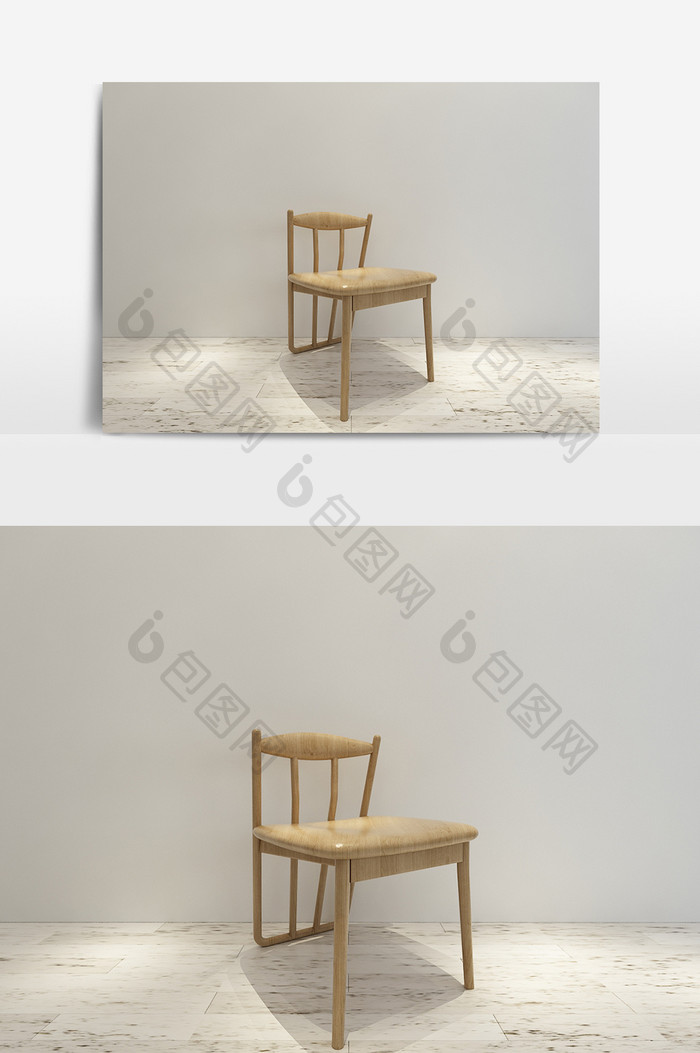 休闲木质单椅模型