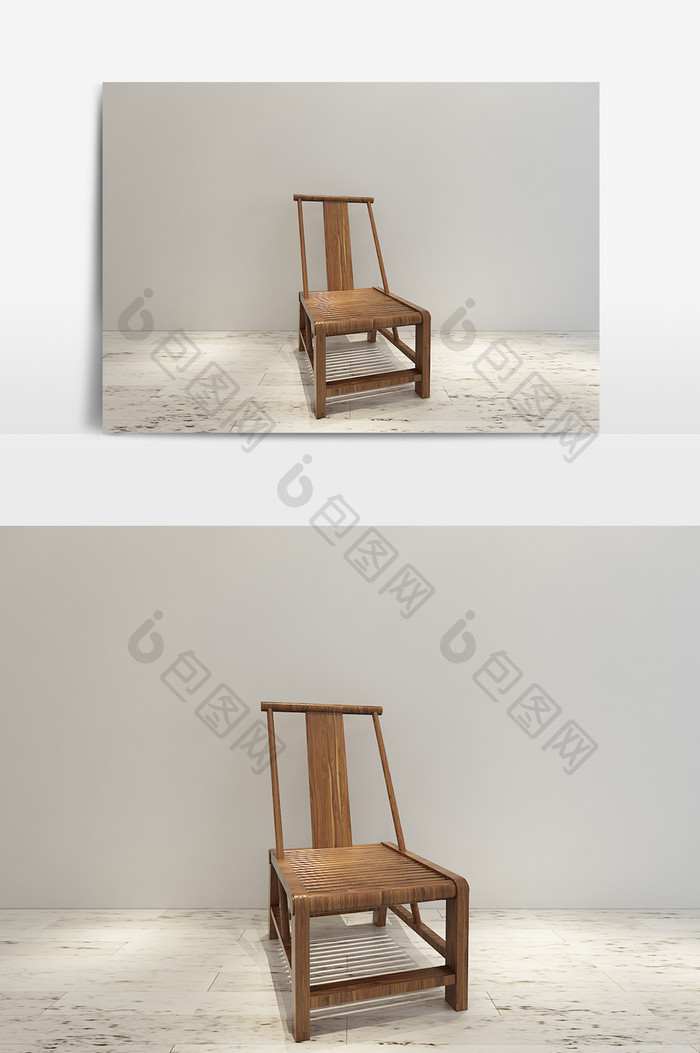 中式怀旧风单椅模型