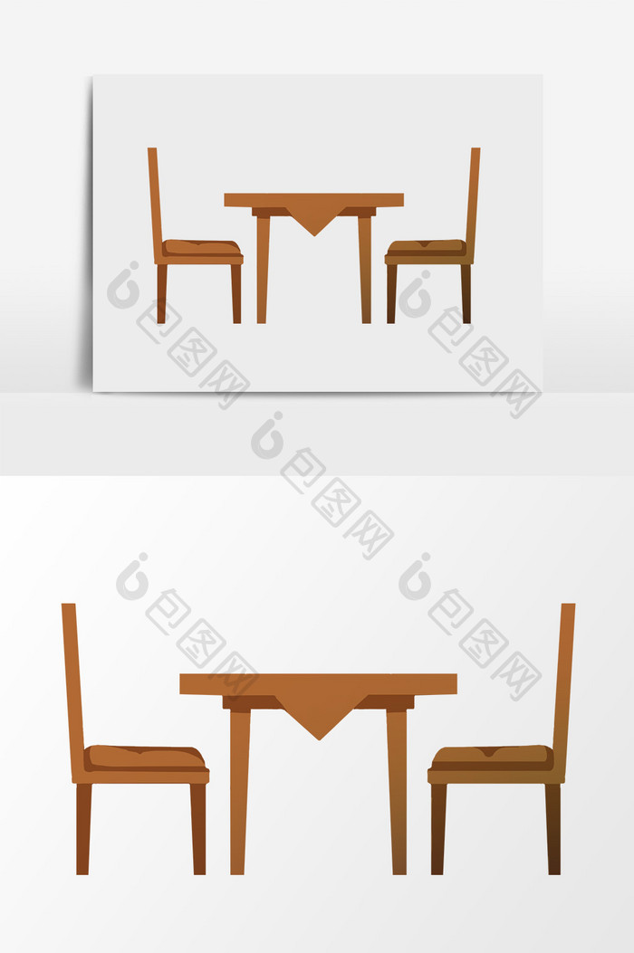 卡通扁平桌子椅子