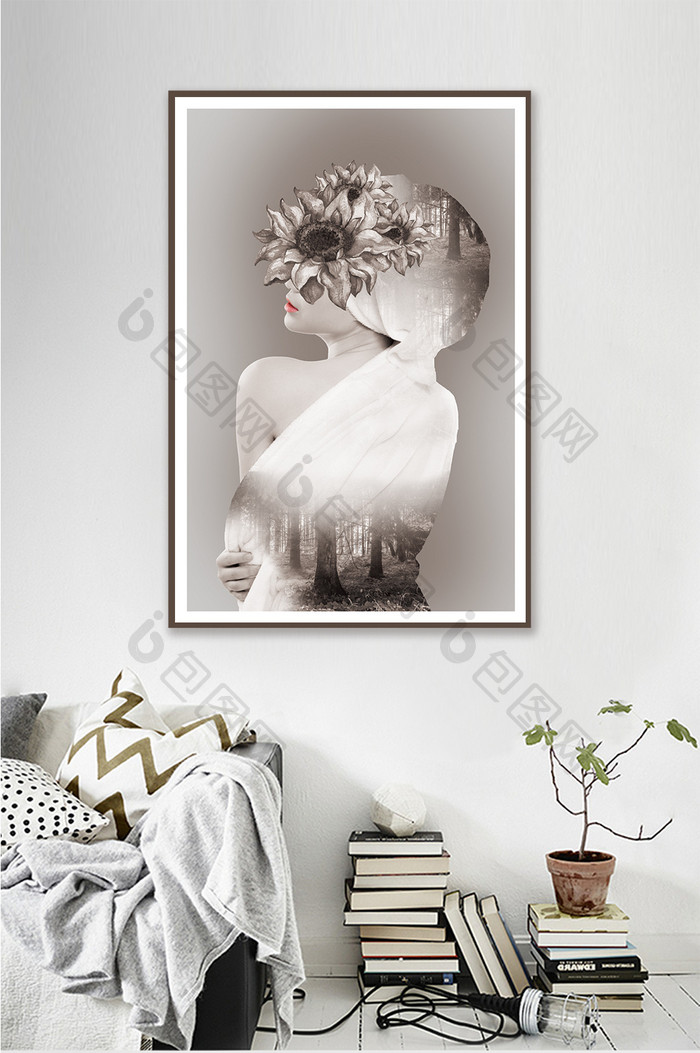 北欧风文艺时尚女性客厅现代创意装饰画 图片下载 包图网