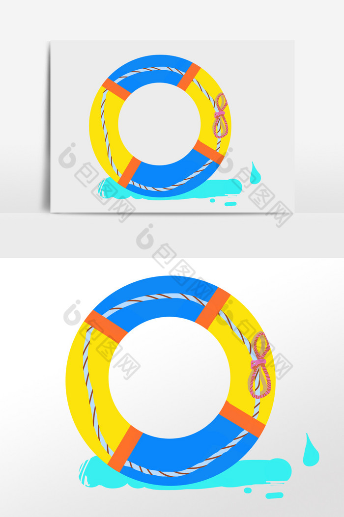 彩色游泳圈插画图片
