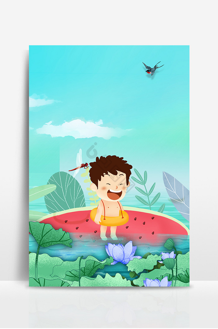 夏日水中的小男孩广告图图片