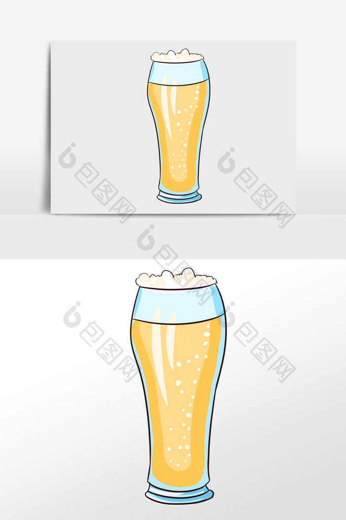 高脚杯啤酒插画元素