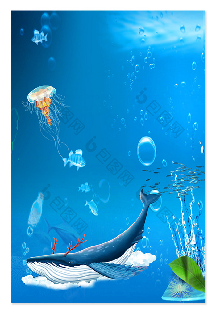 蓝色海洋动物广告设计背景图