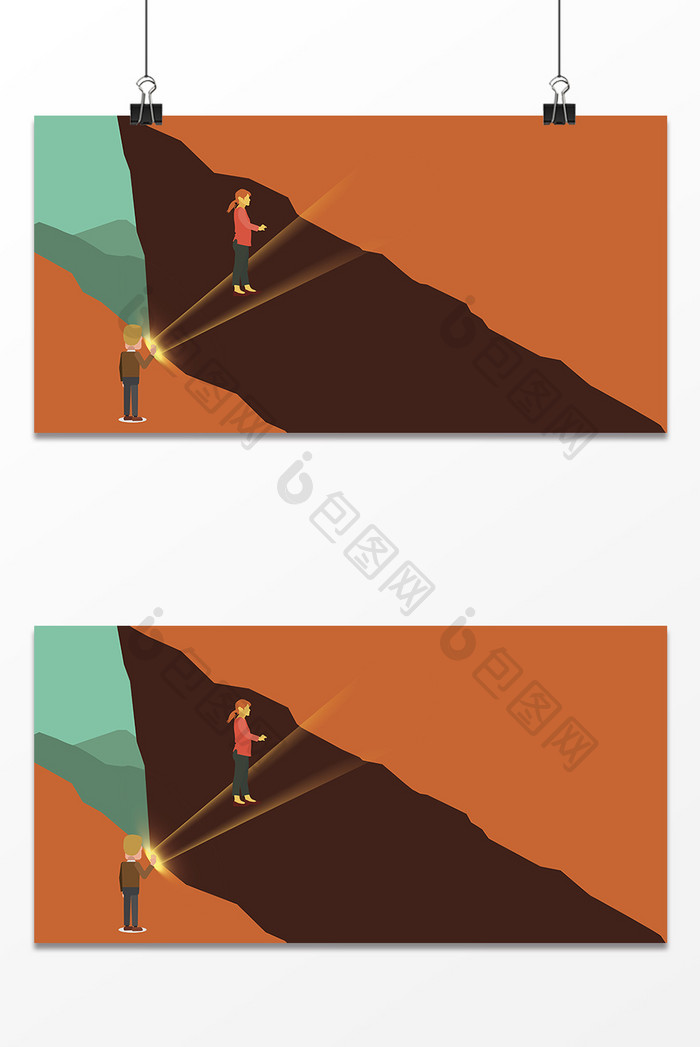 悬崖上的人物商务广告设计背景图