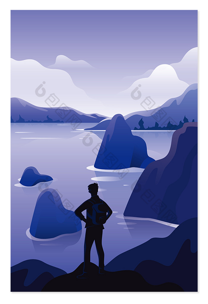 野外湖泊探险旅游广告设计背景图