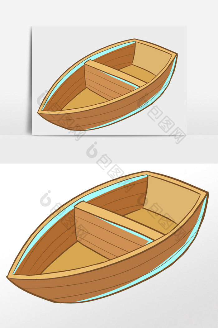 卡通手绘小木船元素