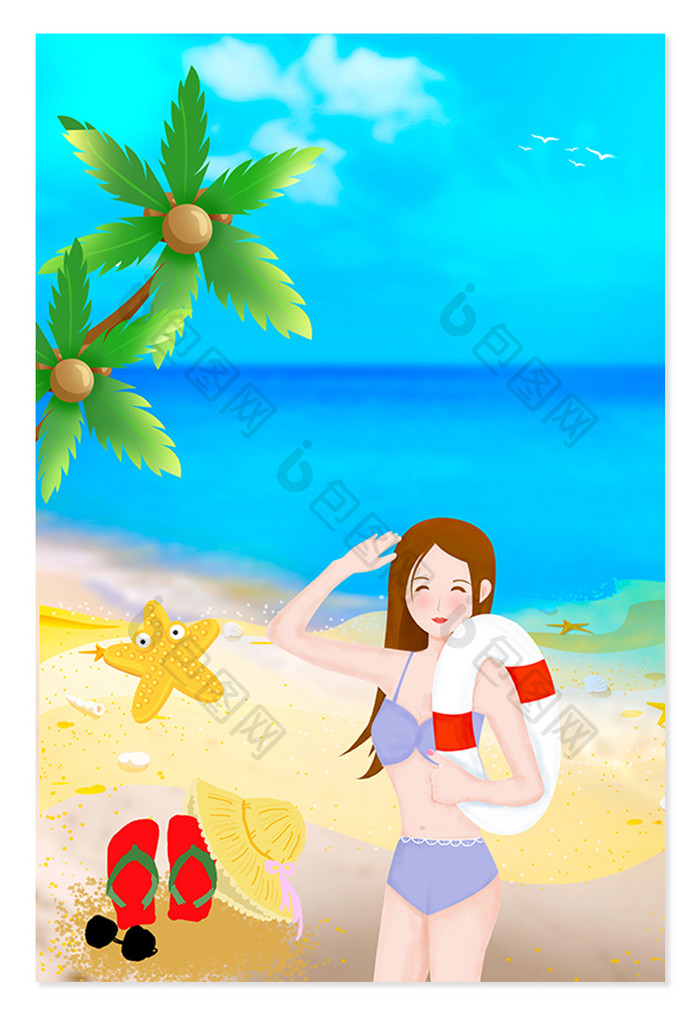 夏日海岛旅游广告设计背景图