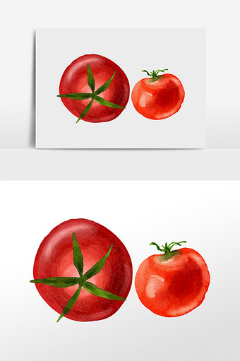 卡通清新水彩西红柿食物插画元素图片