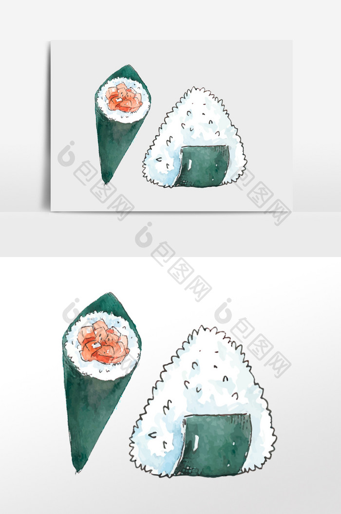 卡通清新水彩饭团手握寿司插画 图片下载 包图网