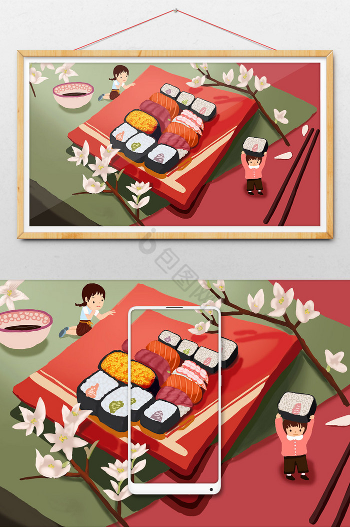 日本料理插画图片