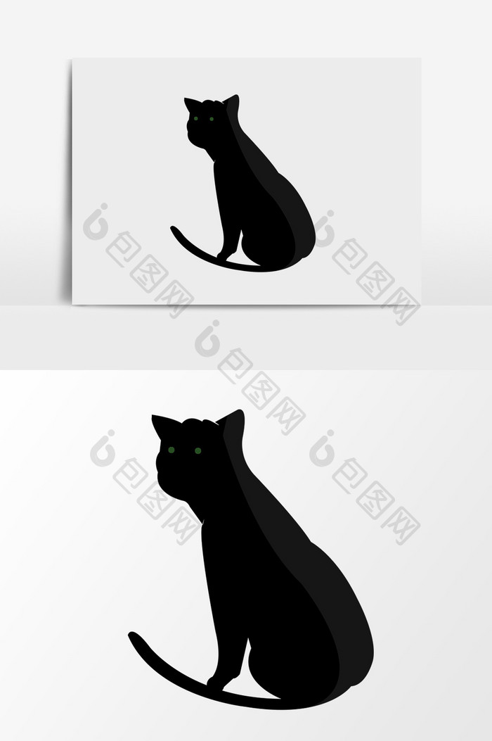黑色卡通手绘猫咪