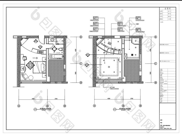 客房空间设计CAD施工图纸