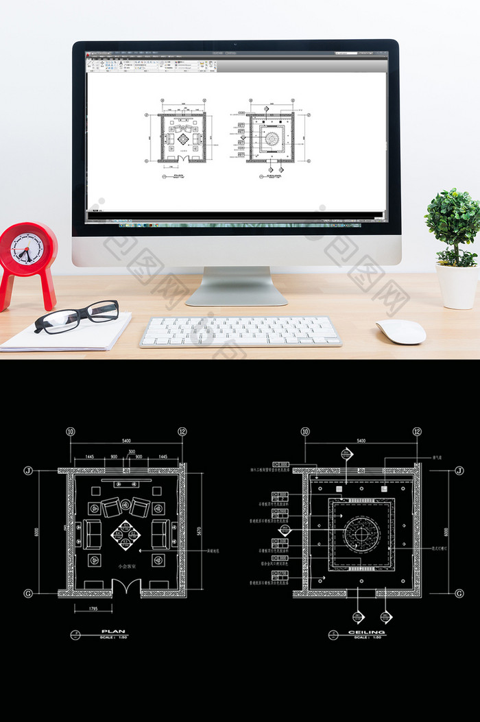 会客厅空间设计CAD施工图纸