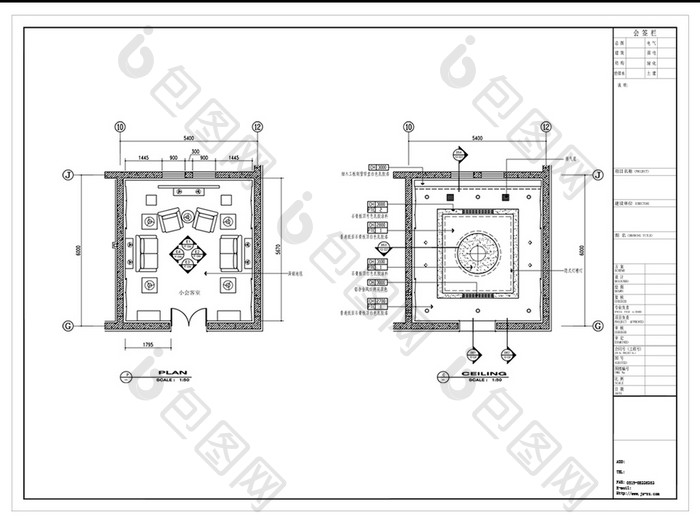 会客厅空间设计CAD施工图纸