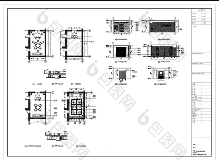 棋牌室空间设计CAD施工图纸