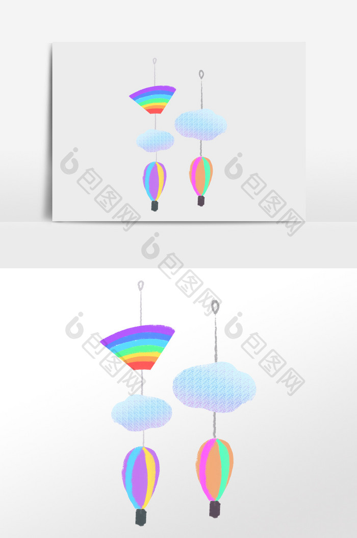 氢气球风铃插画元素