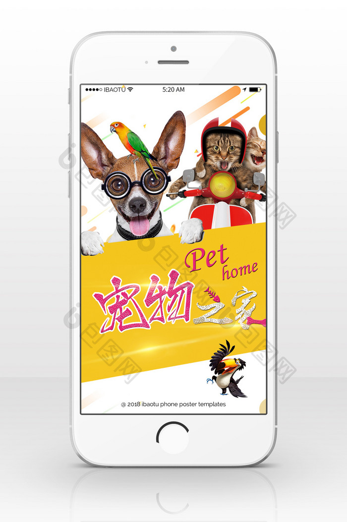 宠物美容动物物品手机海报