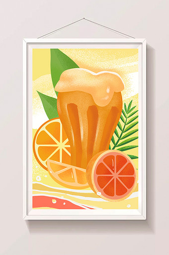 清新夏日啤酒节假日柠檬橙子西柚矢量元素图片