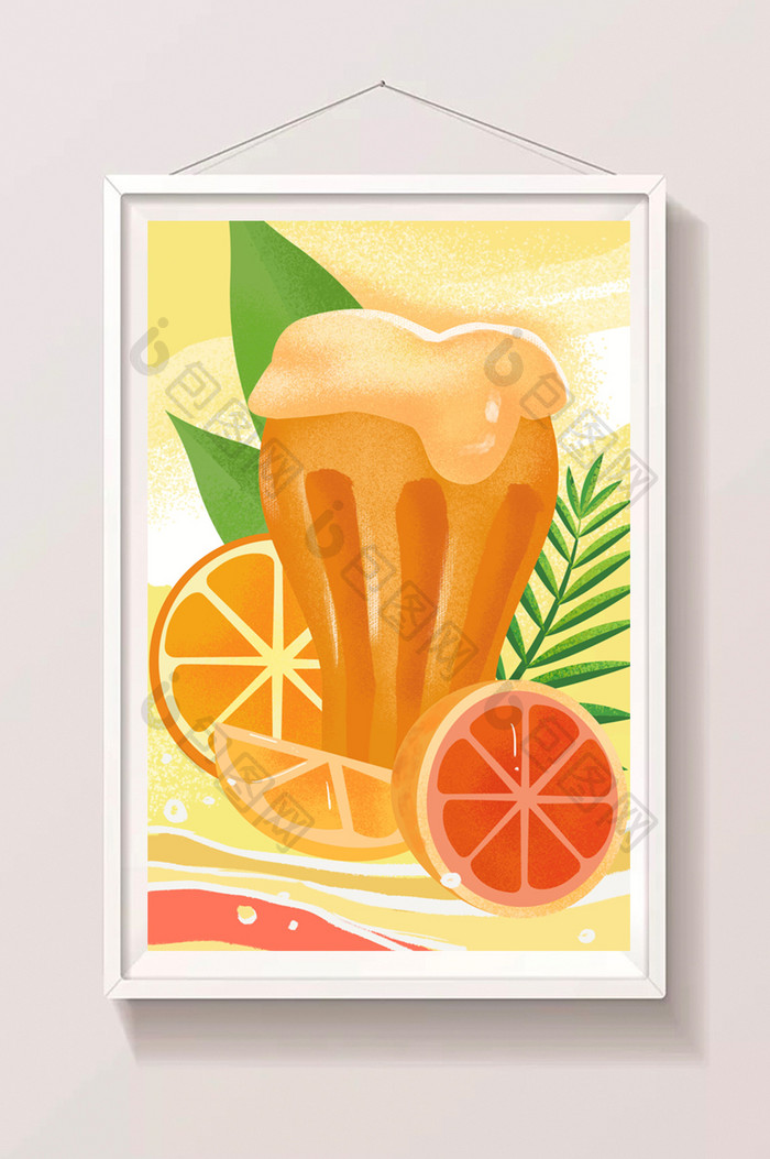 清新夏日啤酒节假日柠檬橙子西柚矢量元素