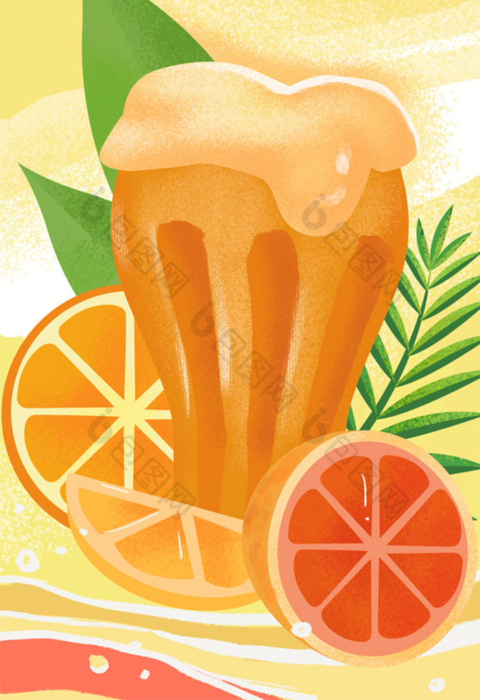 清新夏日啤酒节假日柠檬橙子西柚矢量元素