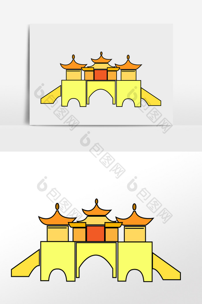 城楼建筑图形插画元素