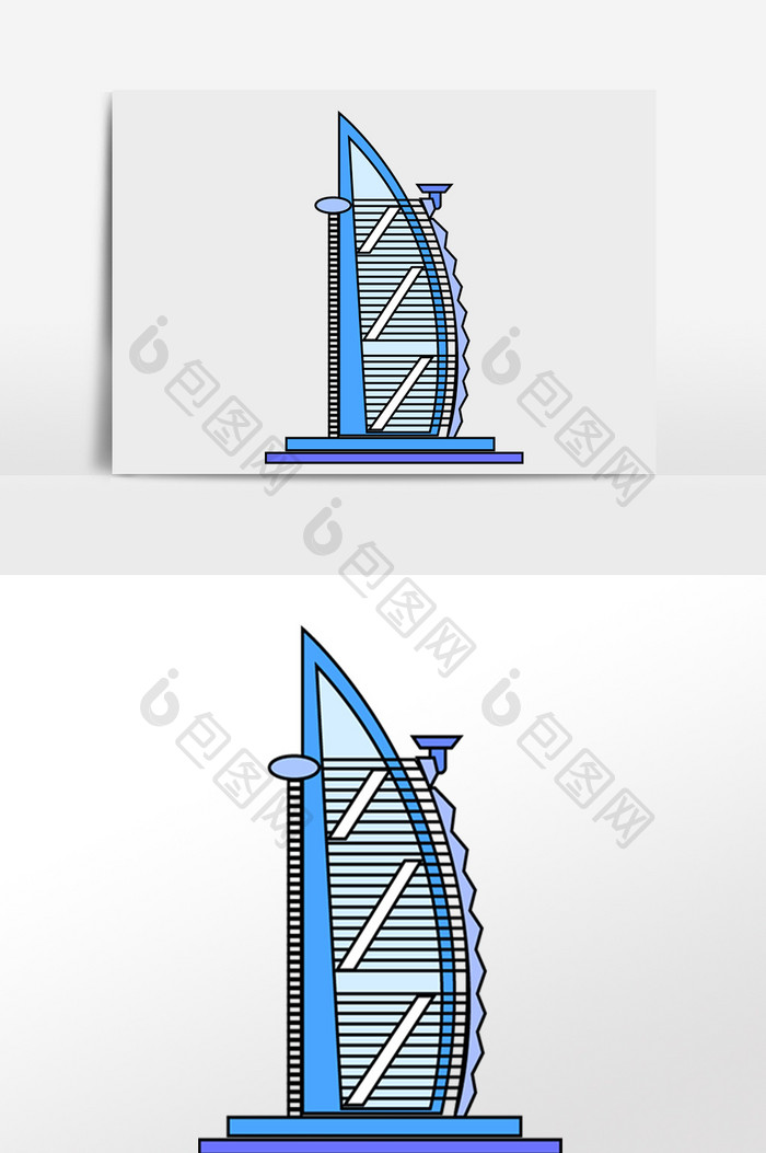 手绘建筑标志插画元素