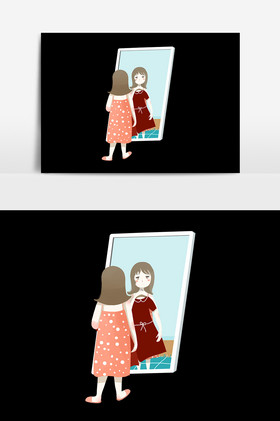 照镜子女孩