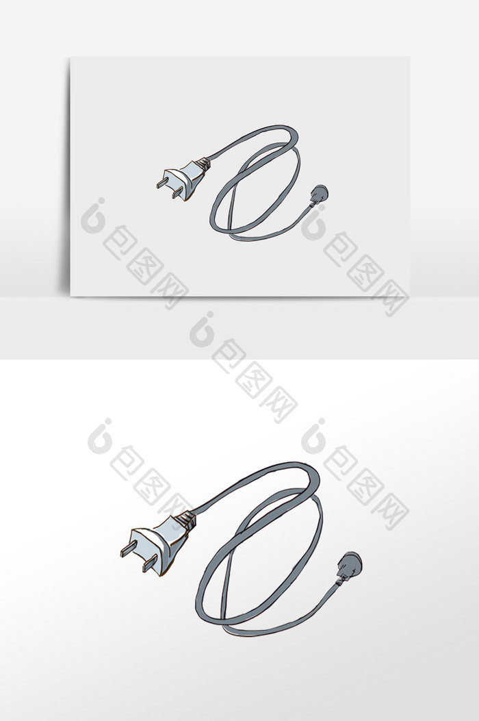 手绘卡通一条电线