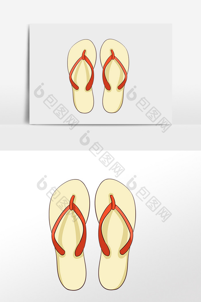 红色人字拖插画元素