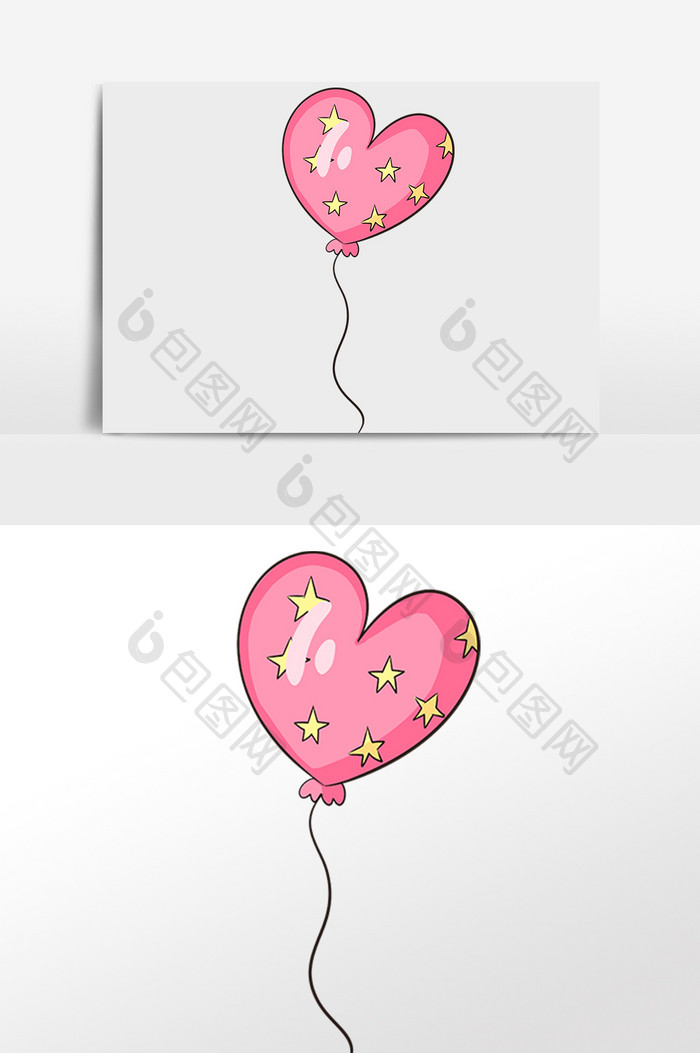 粉红色心形星星气球插画元素