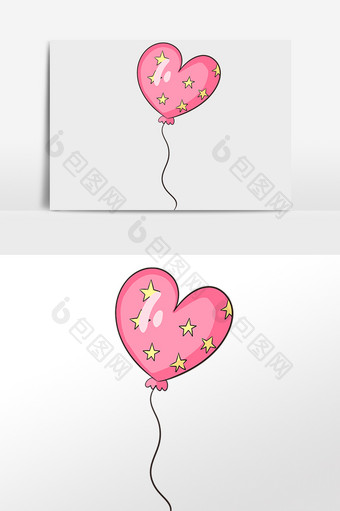 粉红色心形星星气球插画元素图片