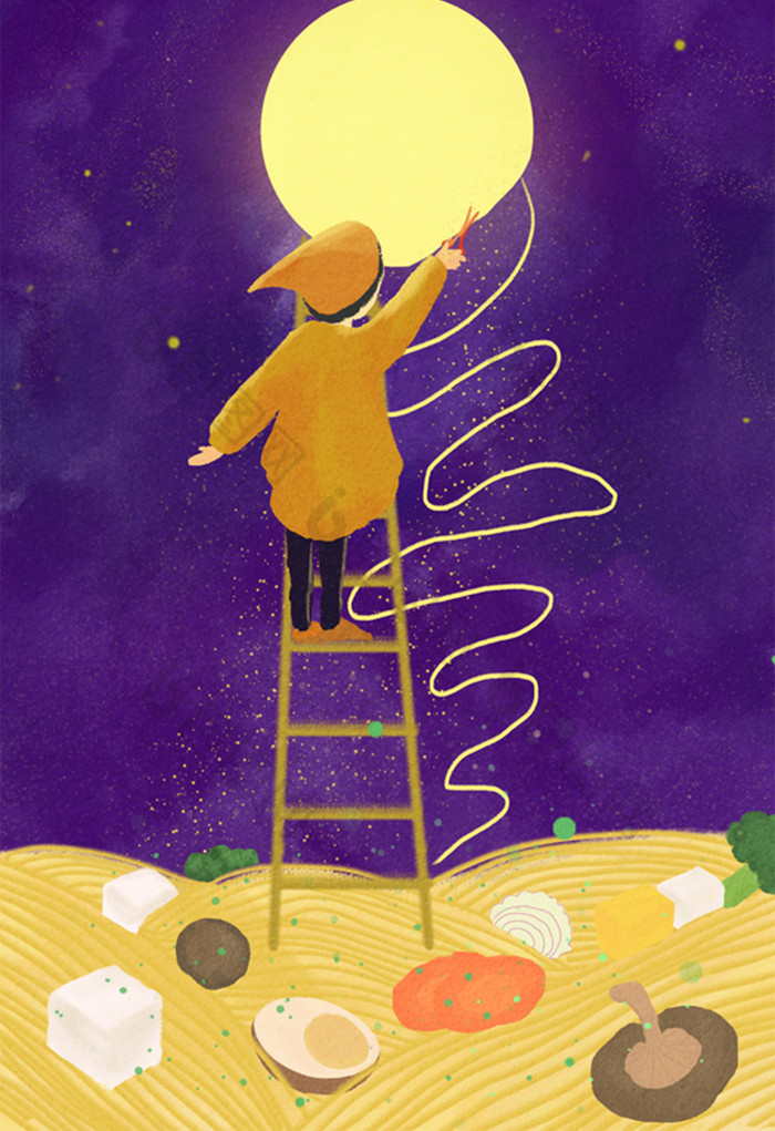 治愈系温暖儿童插画图片