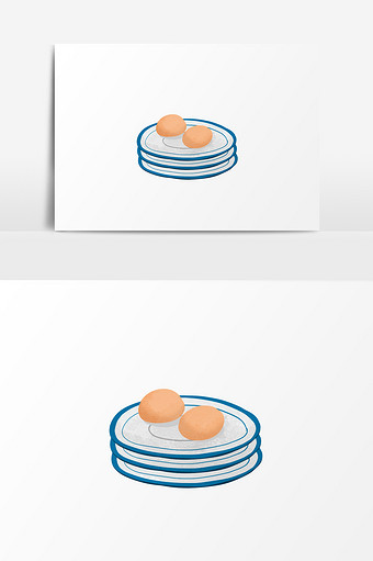 盘子里鸡蛋插画元素图片