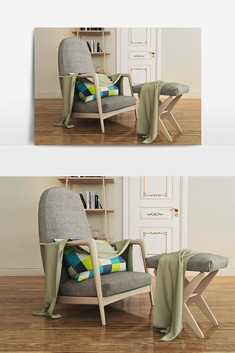 灰色布艺单人座椅组合图片