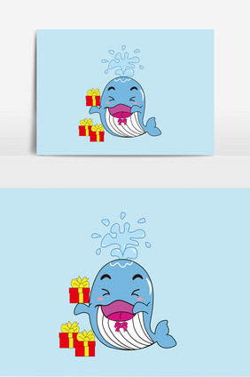 可爱卡通喷水小鲸鱼