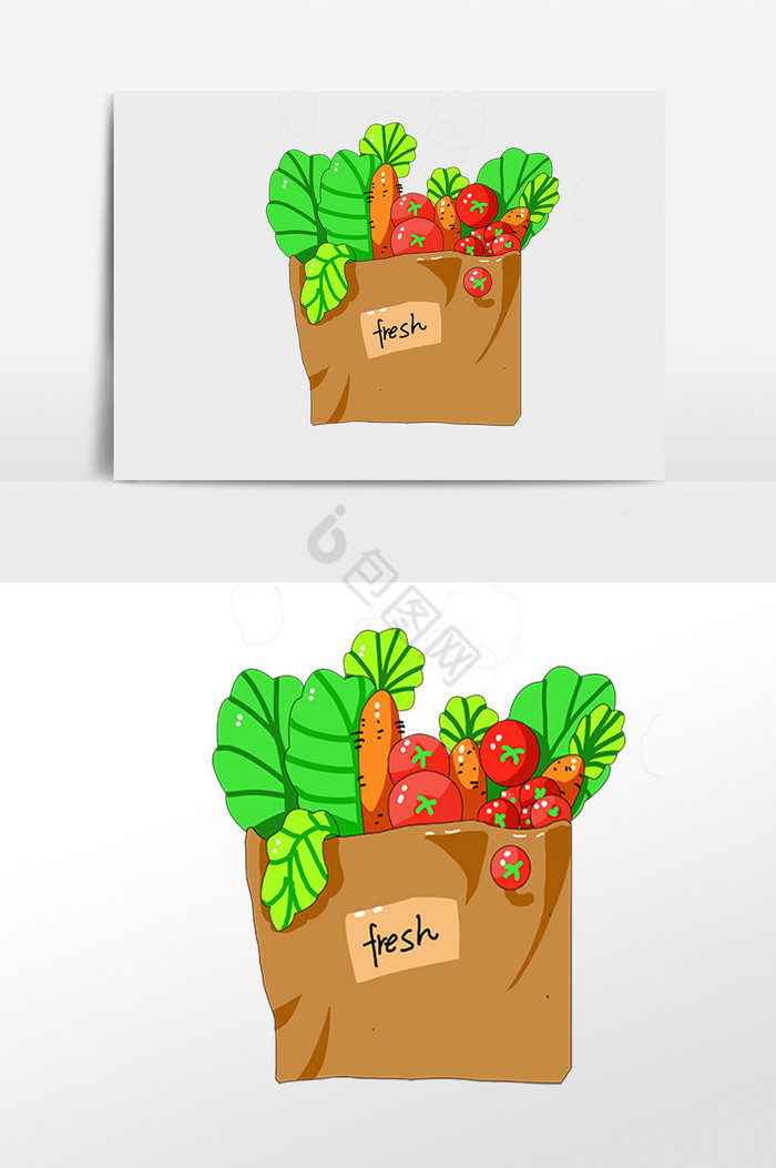 蔬菜水果礼盒插画图片