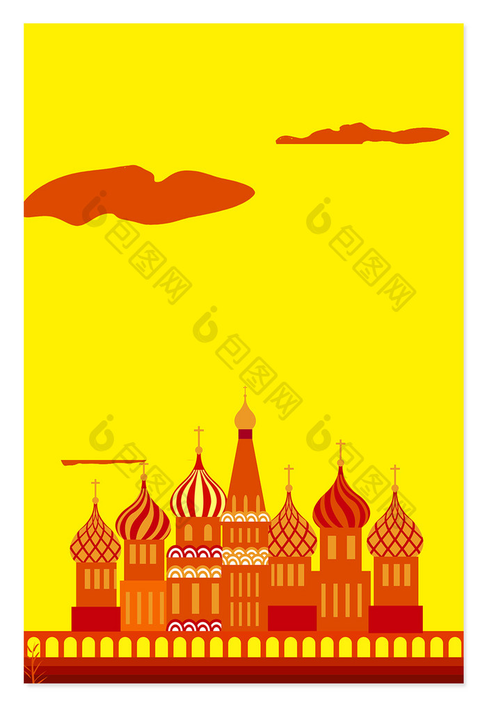 黄色扁平卡通城堡广告背景图片