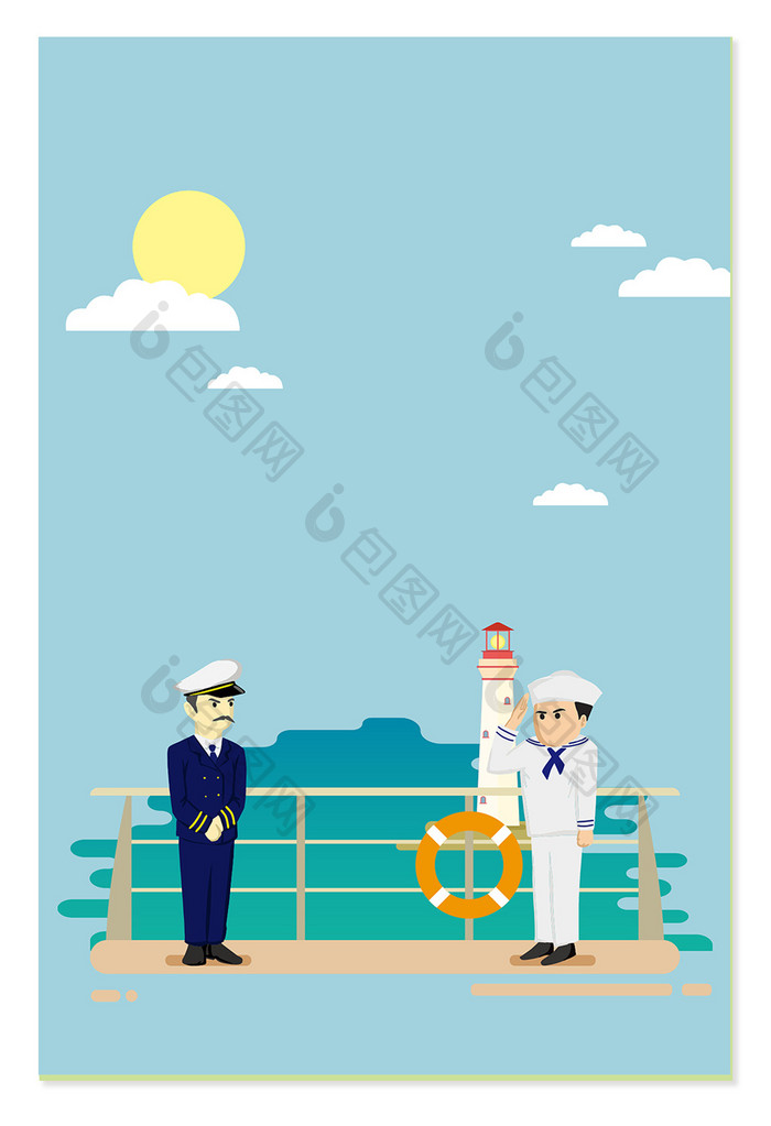 蓝色极简航海旅游广告背景图片