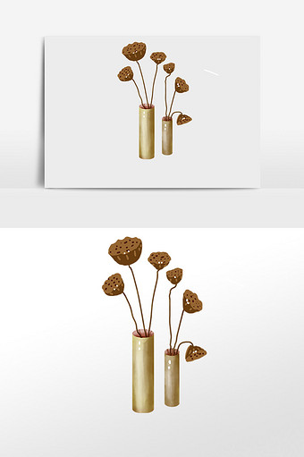 中式花瓶插画素材图片