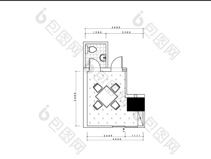 餐厅包间平面图CAD图纸